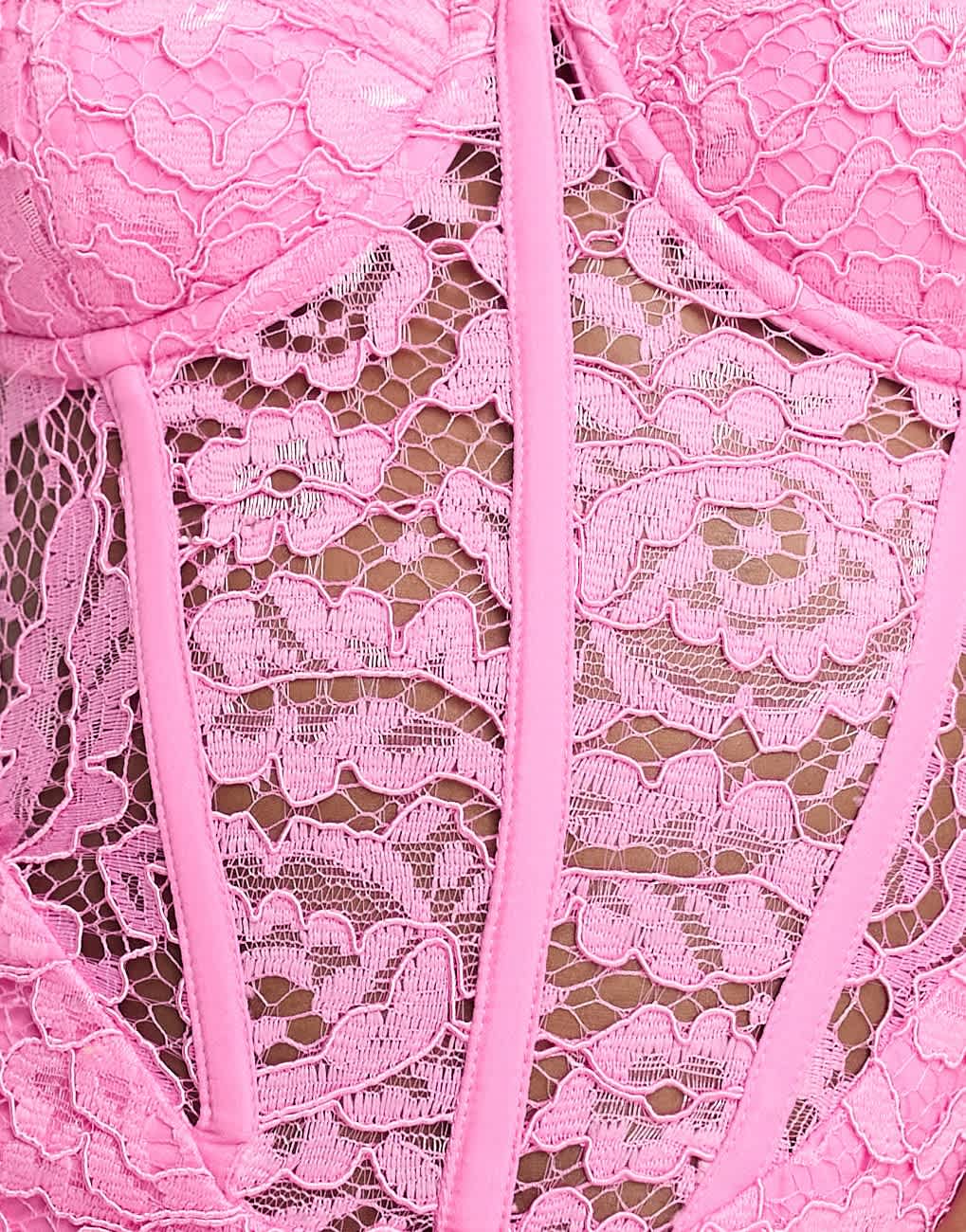 Bardot Olina lace corset midi dress in pink