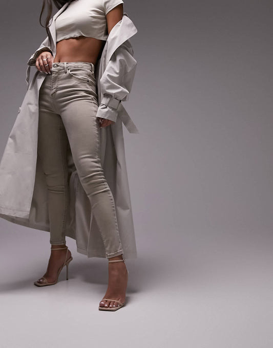 Topshop Hourglass Jamie high rise skinny jean in sand