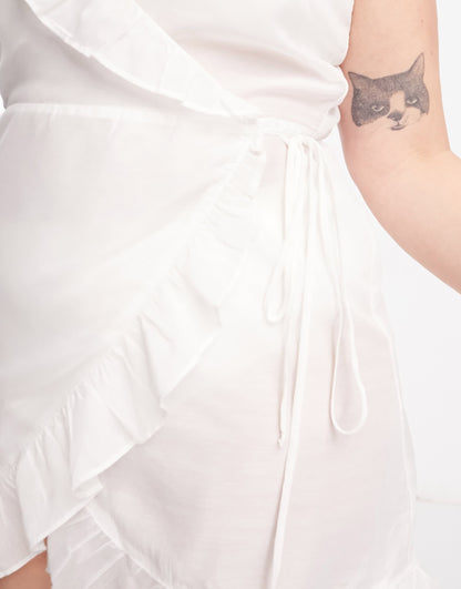 Simply Be wrap beach dress in white