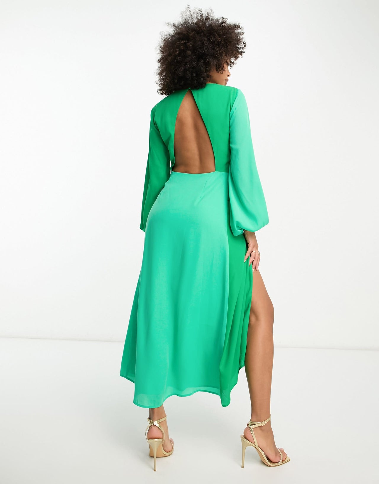 Pretty Lavish knot front contrast maxi dress in green