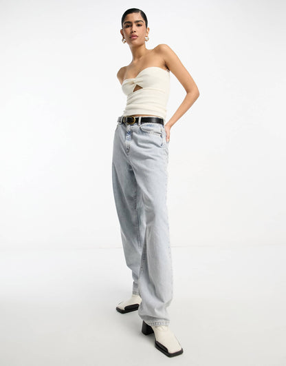 Pretty Lavish bandeau twist knit top in cream