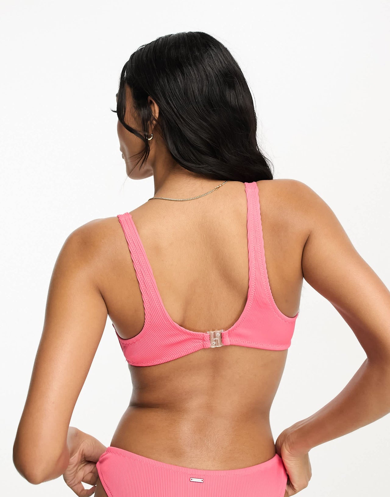 We Are We Wear Fullerbust rib stacey underwire bikini top in cerise pink