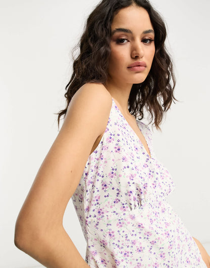Glamorous 90s mini dress in lilac spring floral
