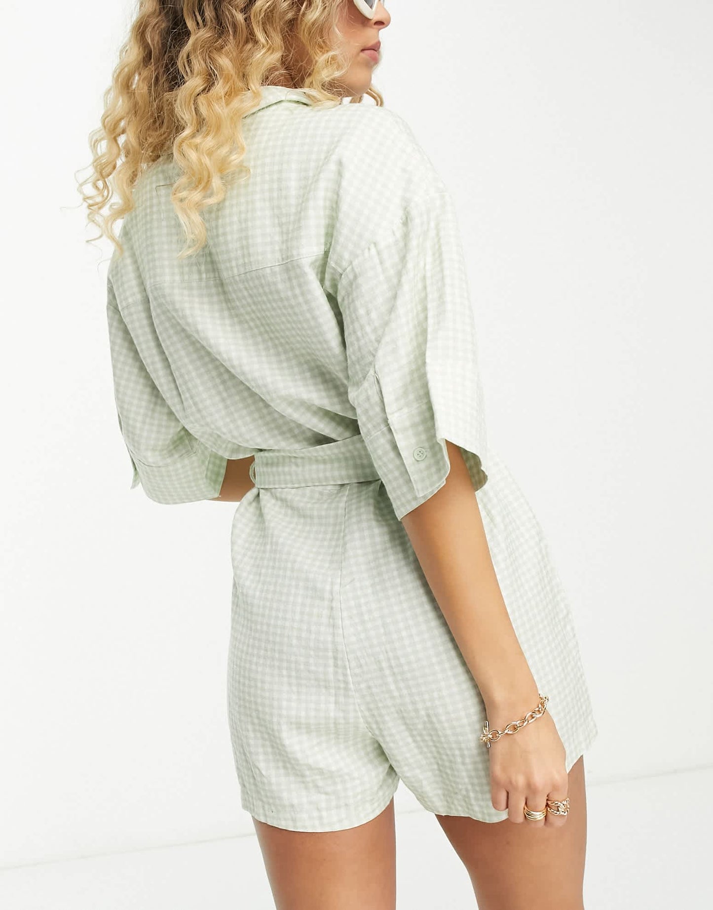 Rhythm maisy check vacay romper in sage