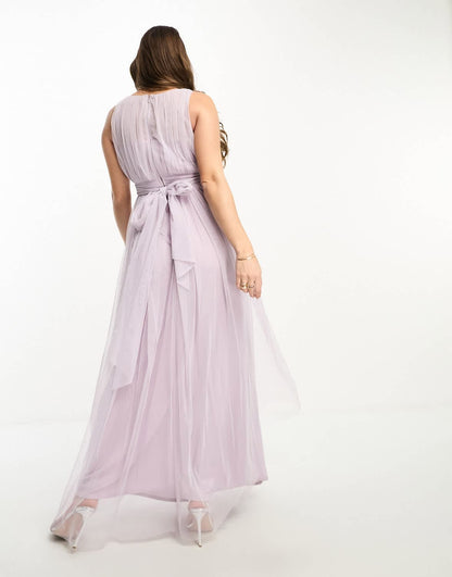 Beauut Maternity Bridal maxi dress in tulle with bow back in lilac
