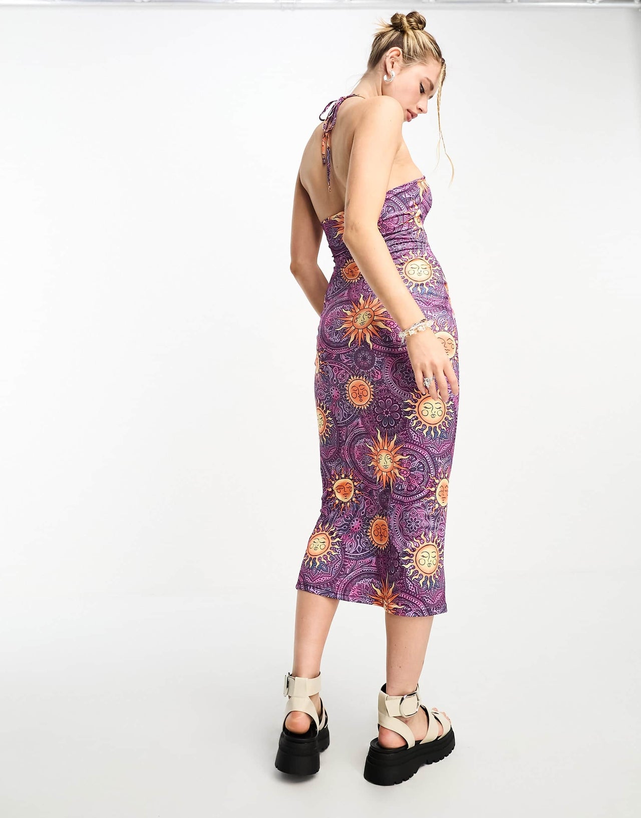 Tammy Girl strappy halter neck midaxi dress in multi sun print