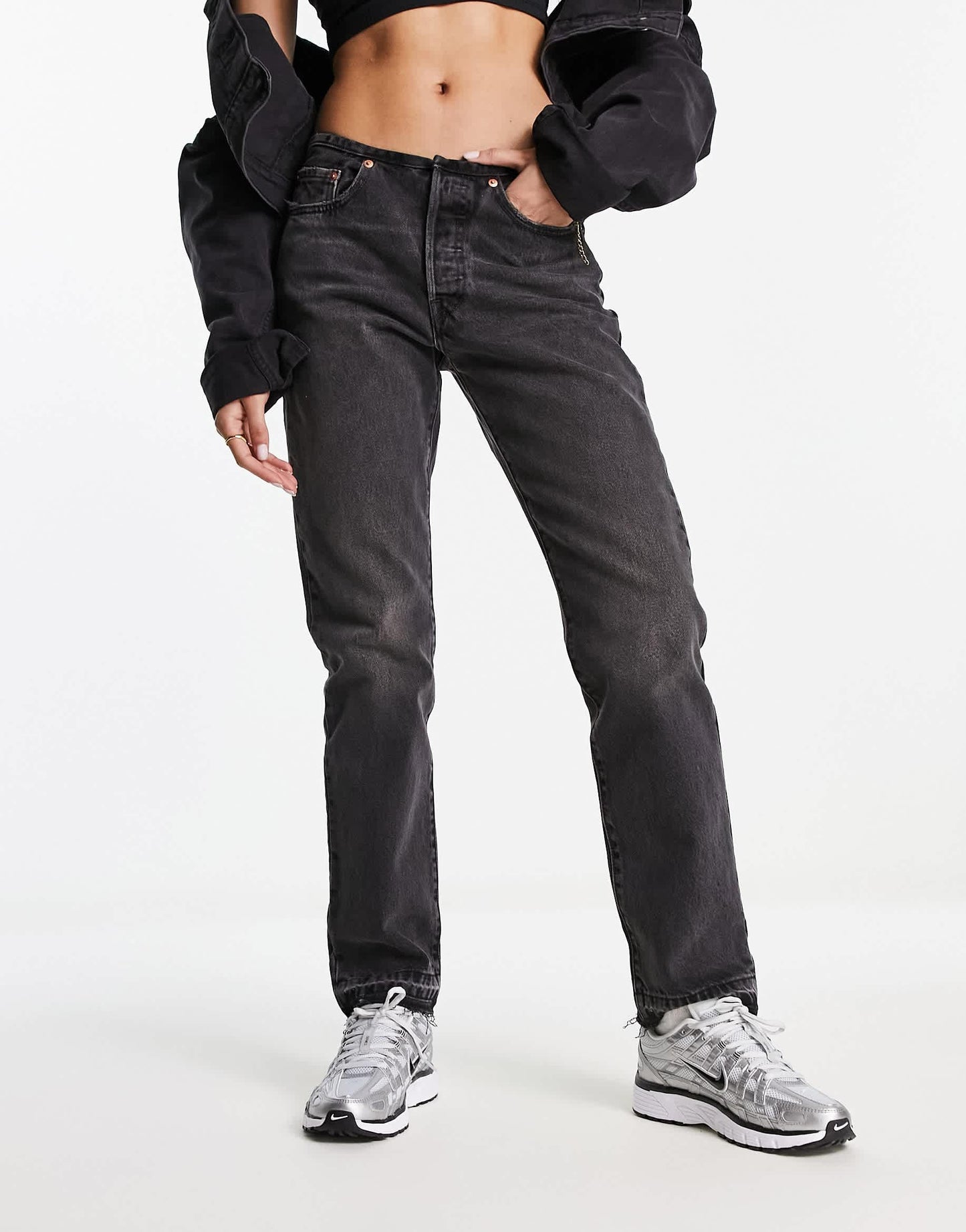 Levi's 501 low rise jeans mini waist in black