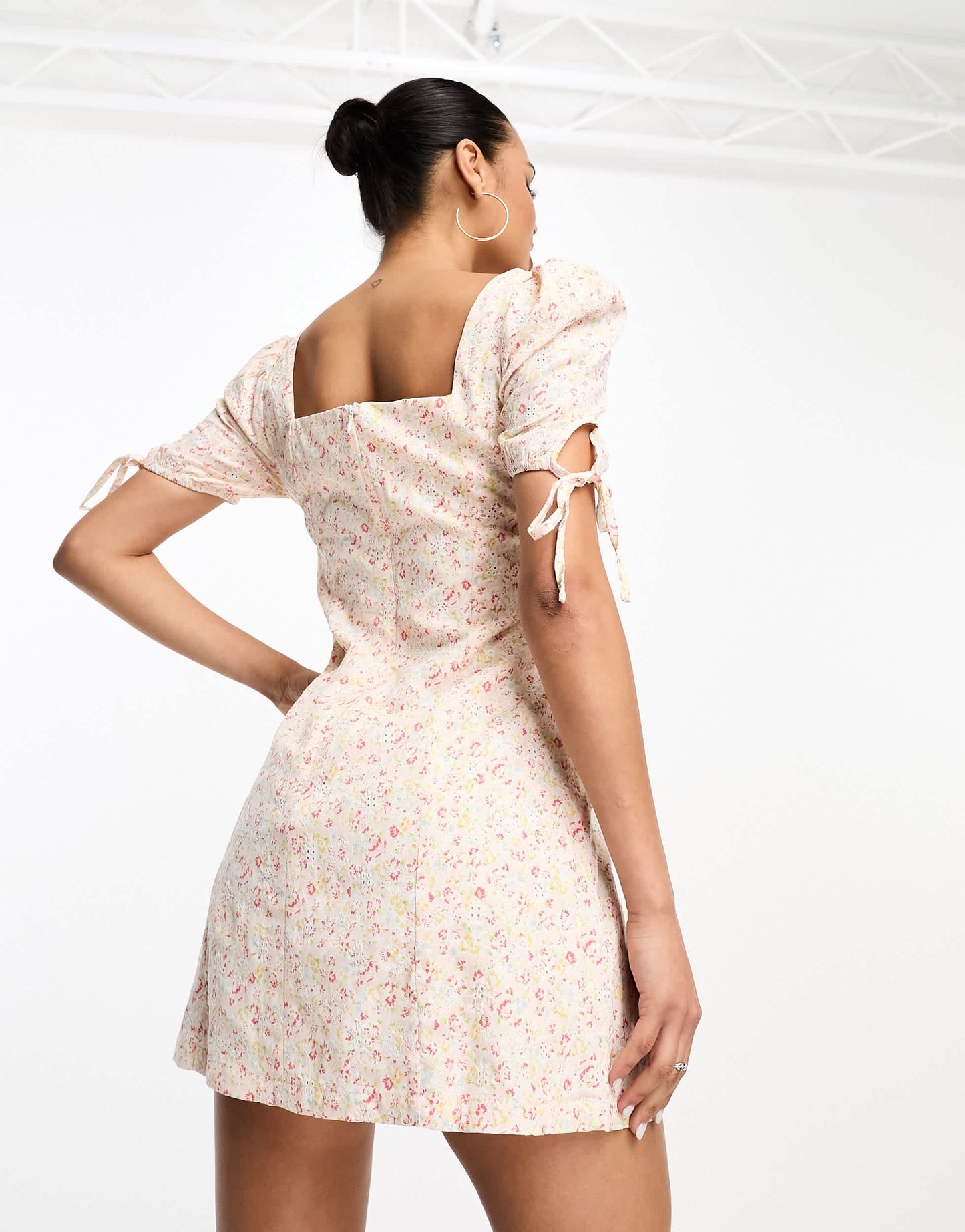 Collective the Label tie front mini dress in ditsy floral