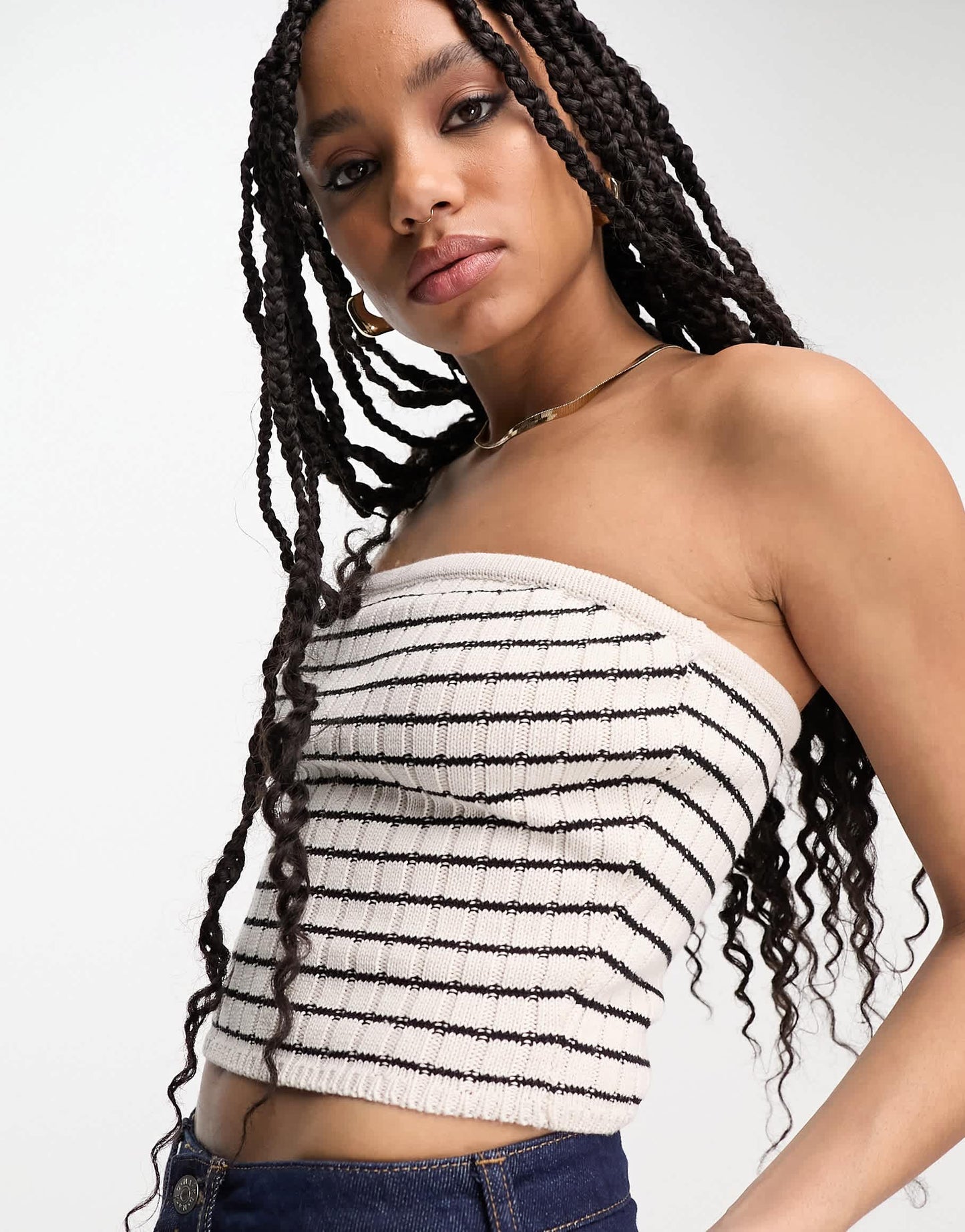 PacSun chunky ribbed tube top in parisian stripe