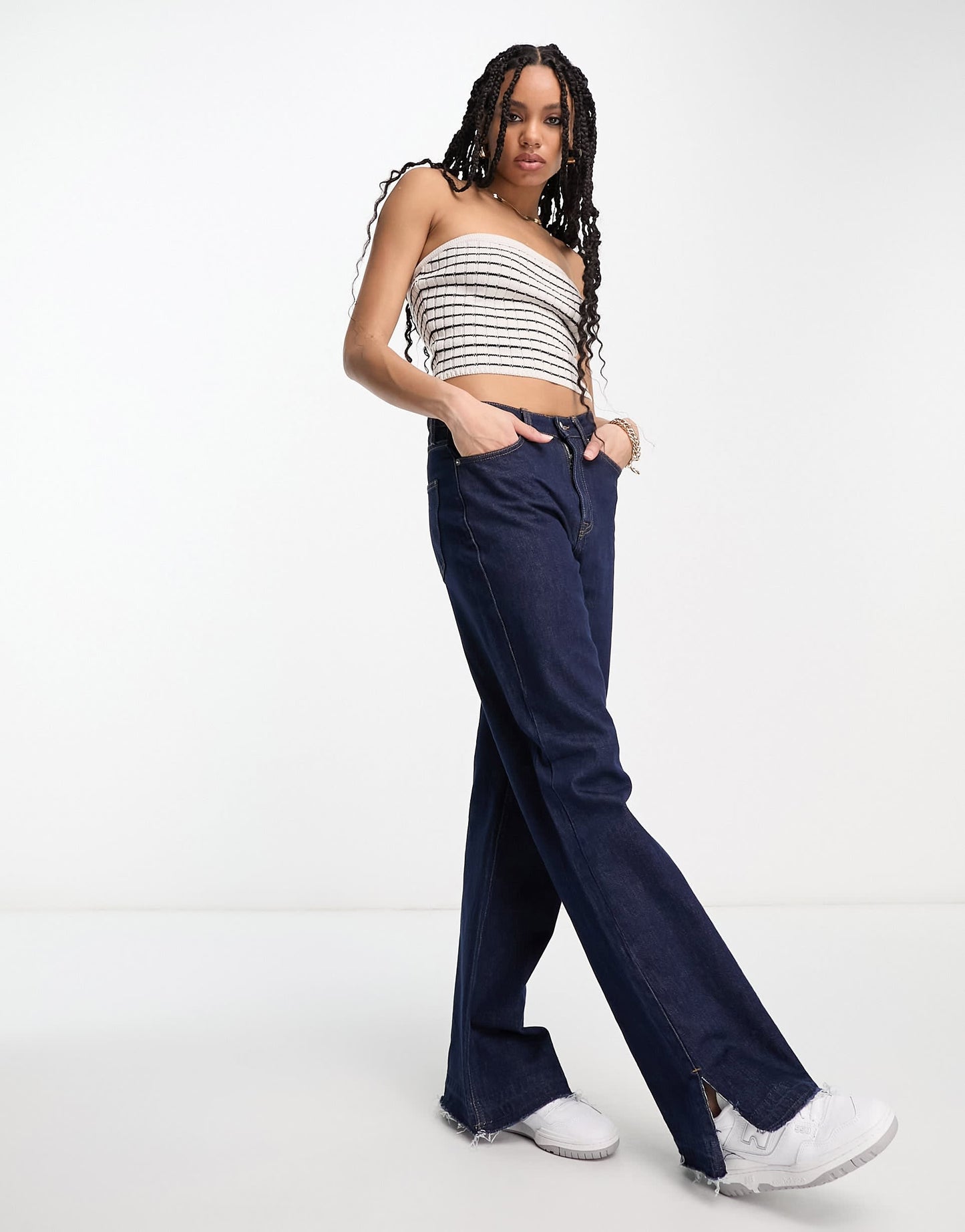 PacSun chunky ribbed tube top in parisian stripe