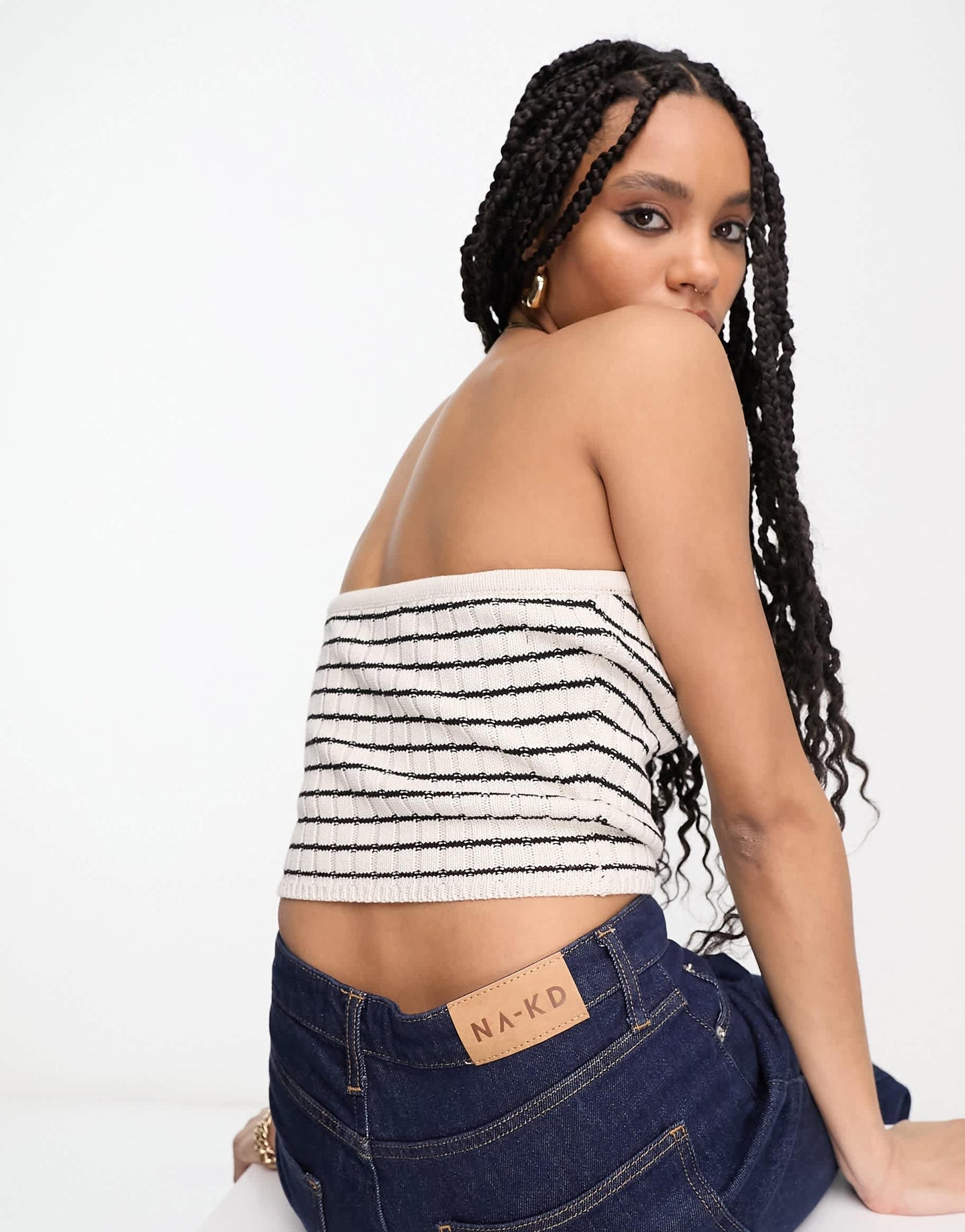 PacSun chunky ribbed tube top in parisian stripe