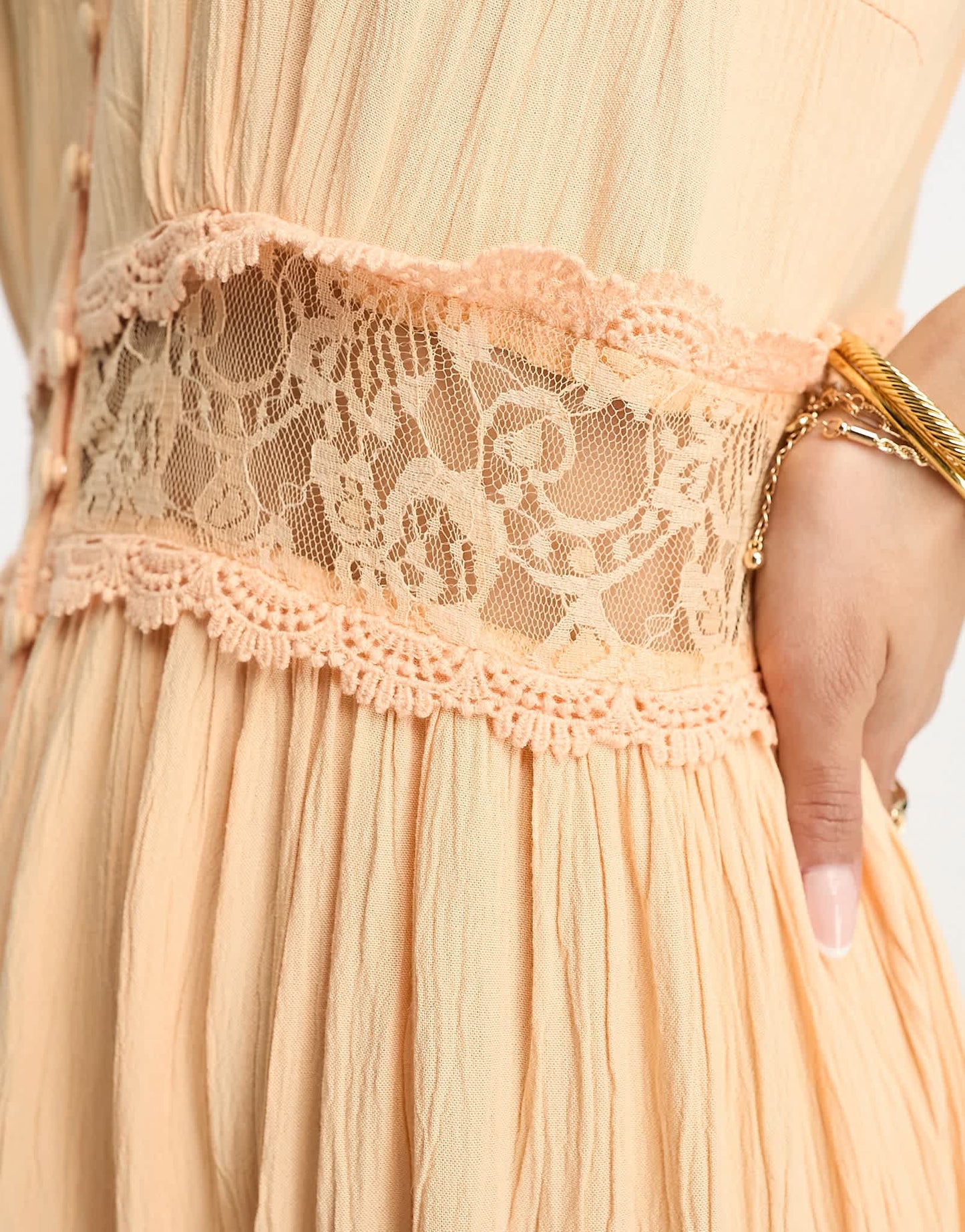 Y.A.S lace insert cami maxi dress in apricot