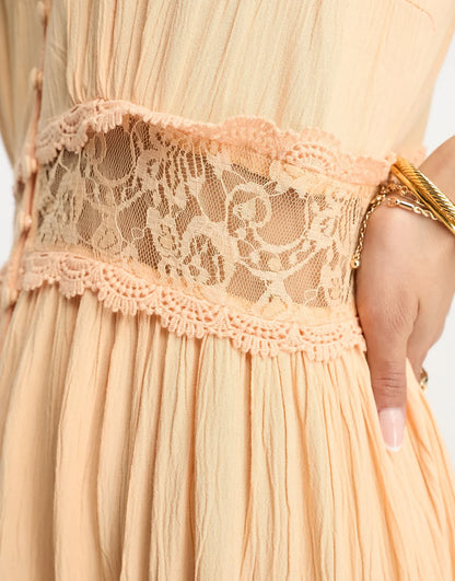 Y.A.S lace insert cami maxi dress in apricot
