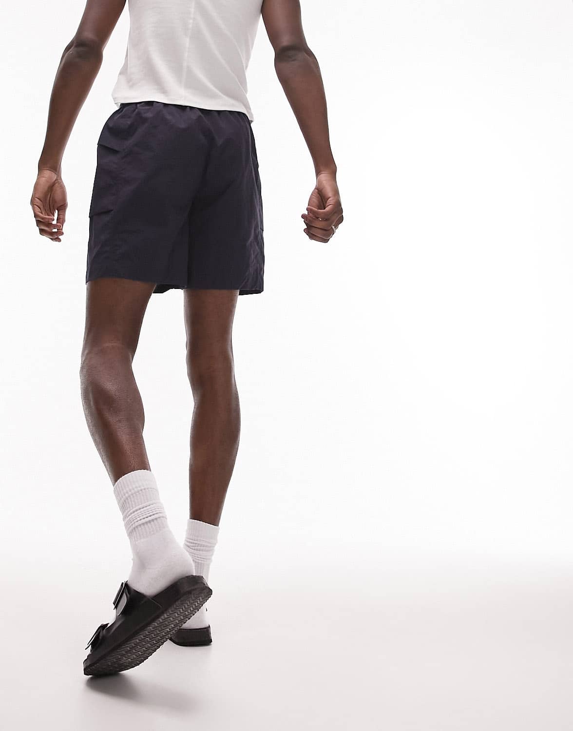 Topman belted cargo short in blue