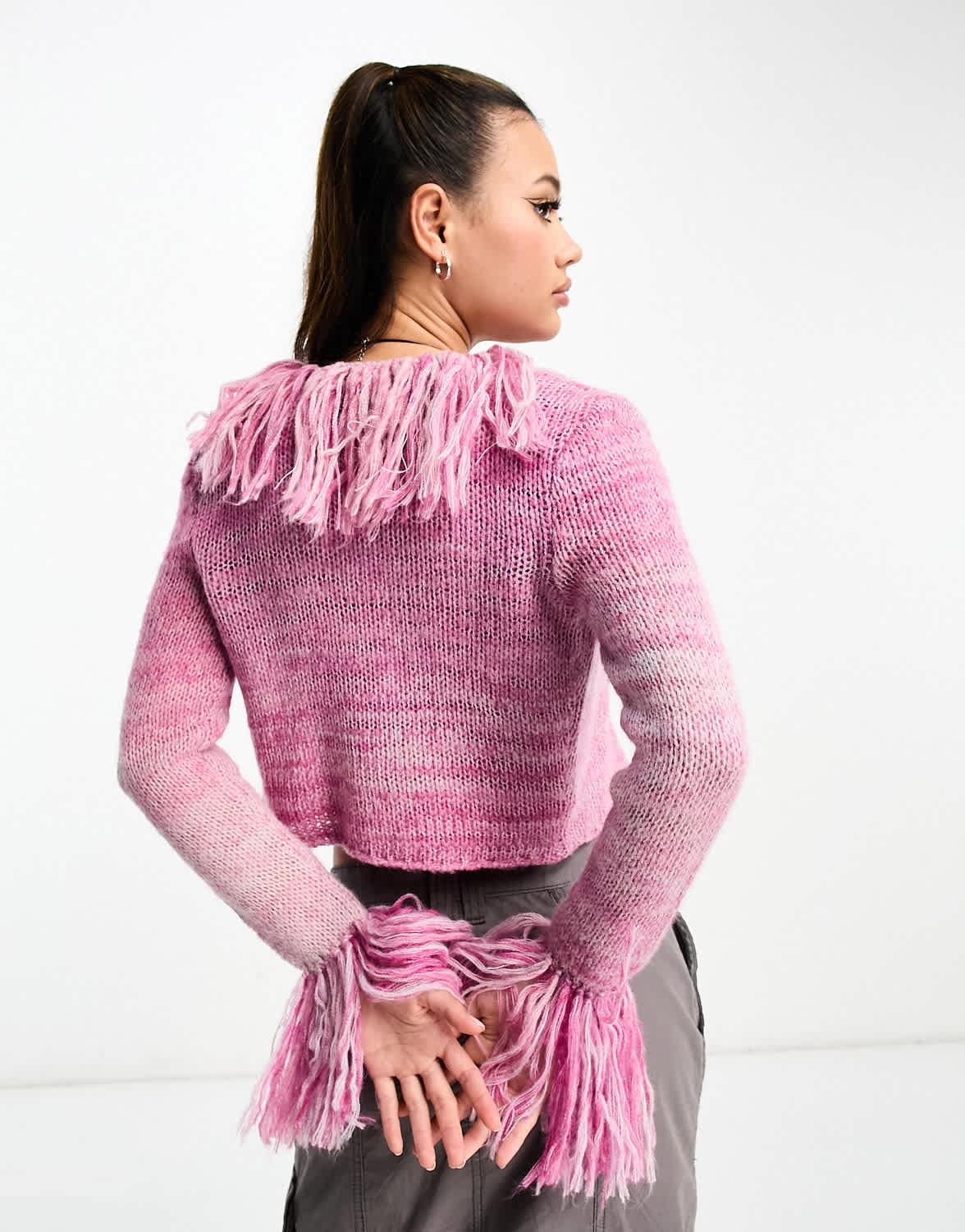 The Ragged Priest Y2K crop cardigan with shaggy collar