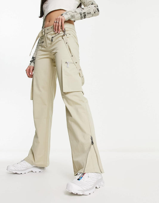 The Ragged Priest Y2K low rise utility fitted cargo trousers