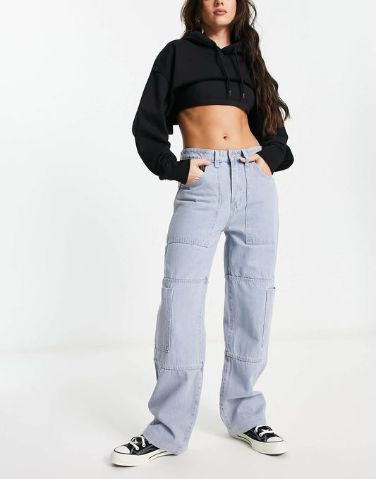 Signature 8 utility straight leg jean in light wash
