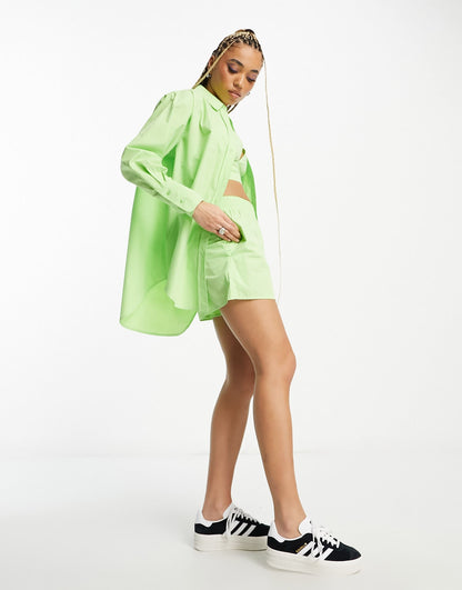 Signature 8 co-ord oversized shirt in green