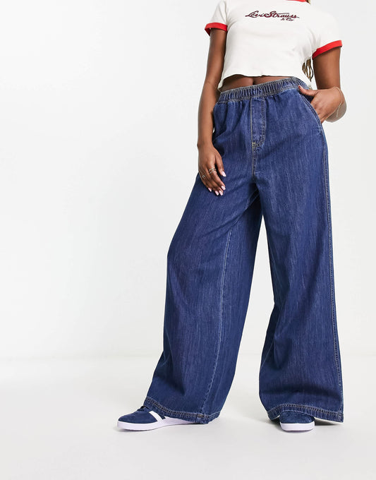 Signature 8 oversized slouchy denim jean in dark wash