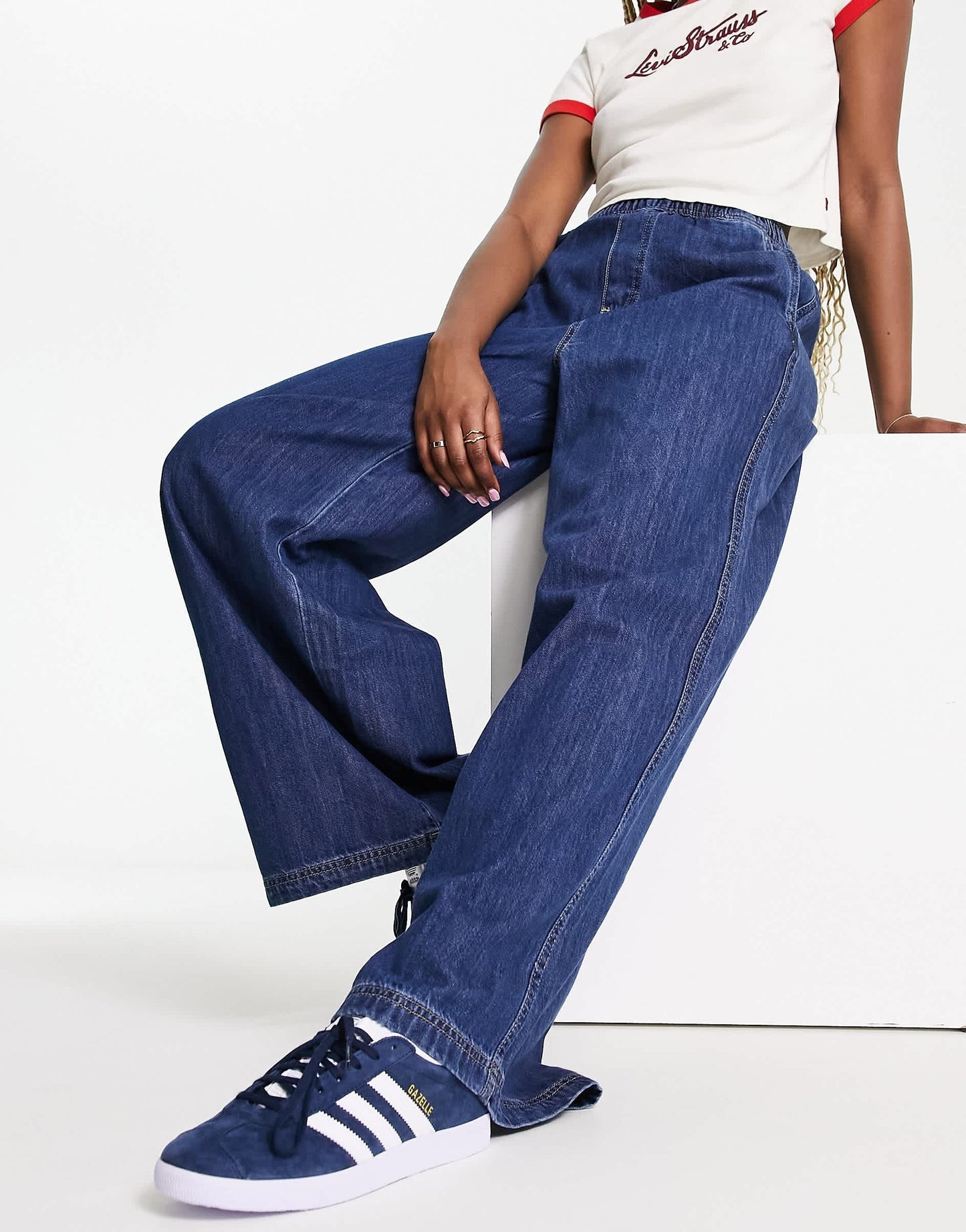 Signature 8 oversized slouchy denim jean in dark wash