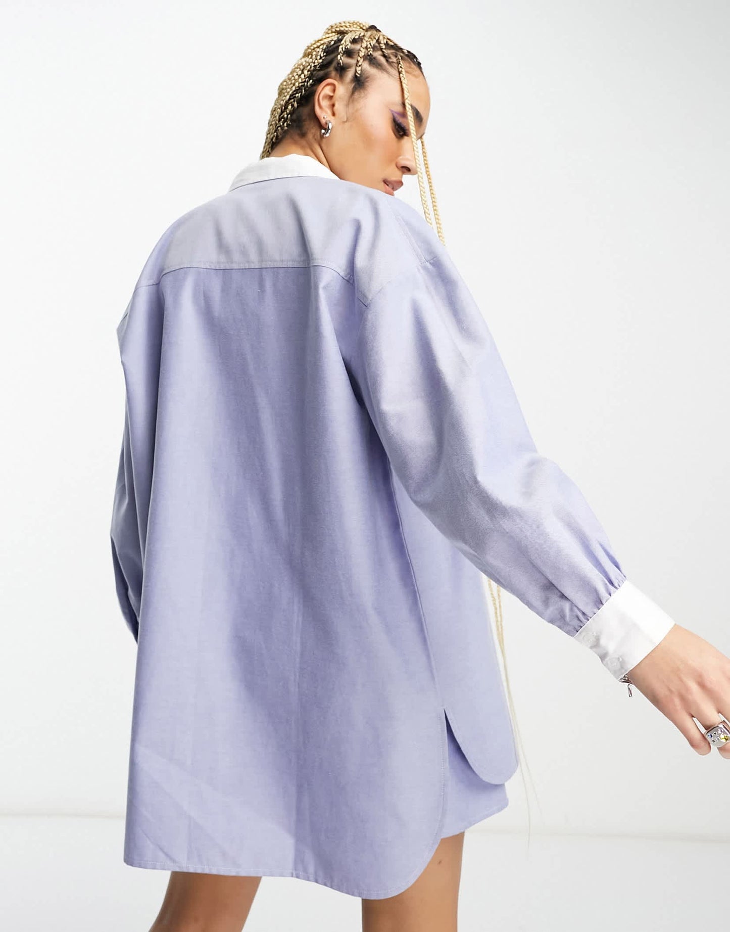 Signature 8 co-ord oversized colourblock shirt in blue