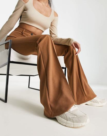 ASOS DESIGN stretch tailored kick flare in camel
