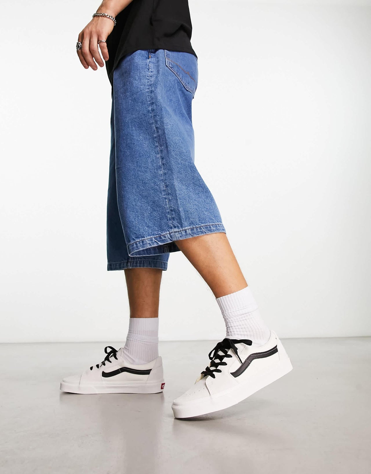 Vans SK8-Low trainers in off white with black side stripe