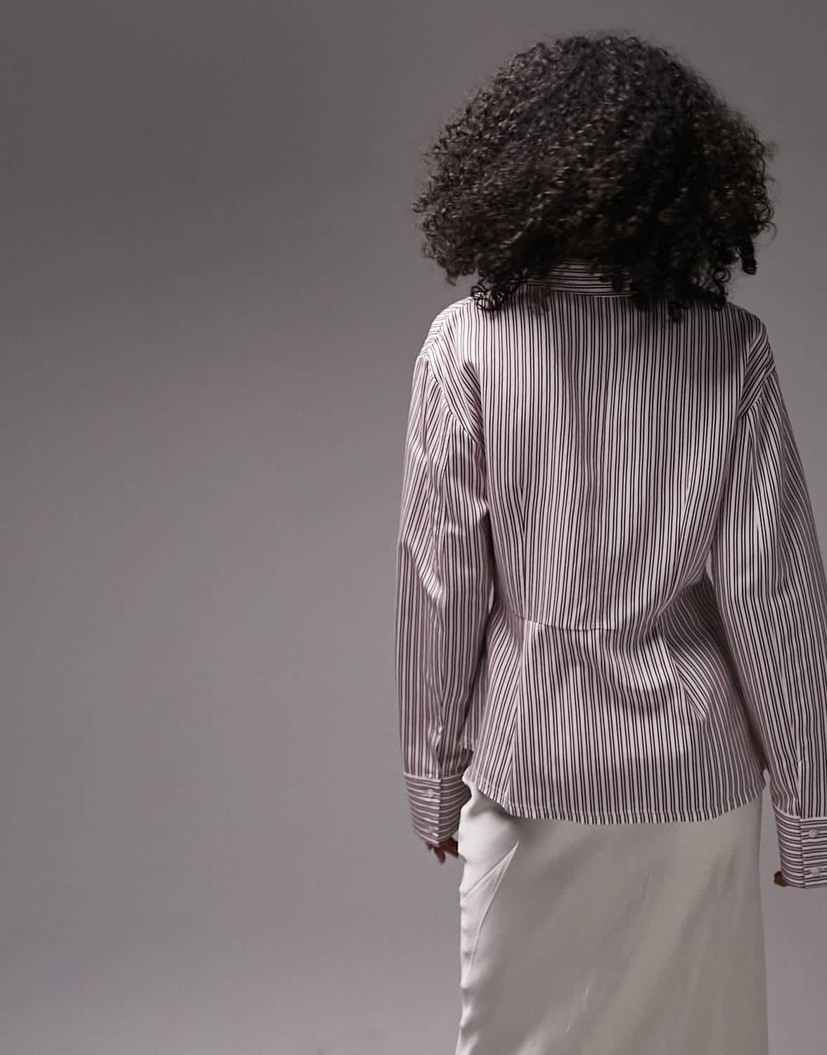 Topshop twist side stripe shirt in red
