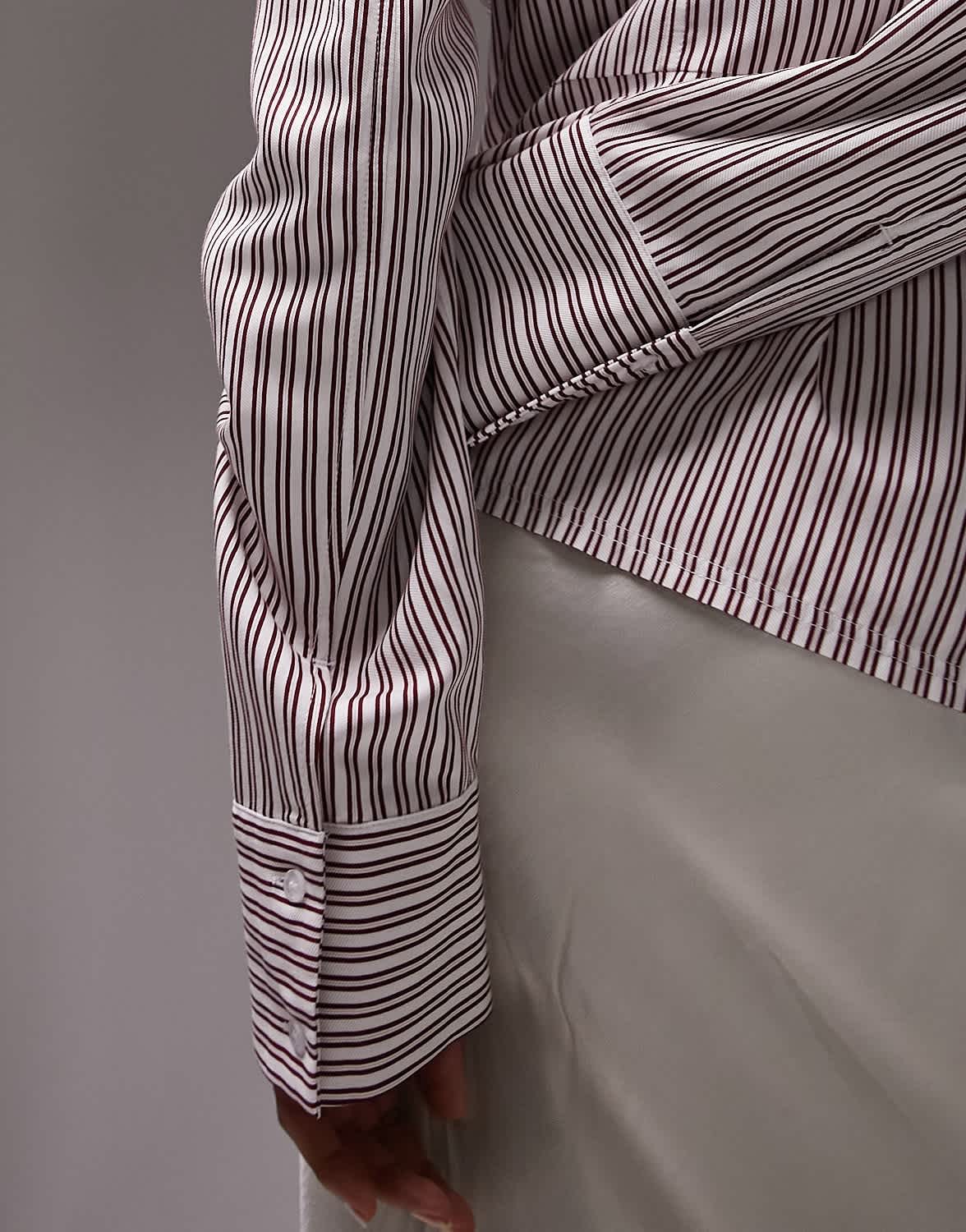 Topshop twist side stripe shirt in red