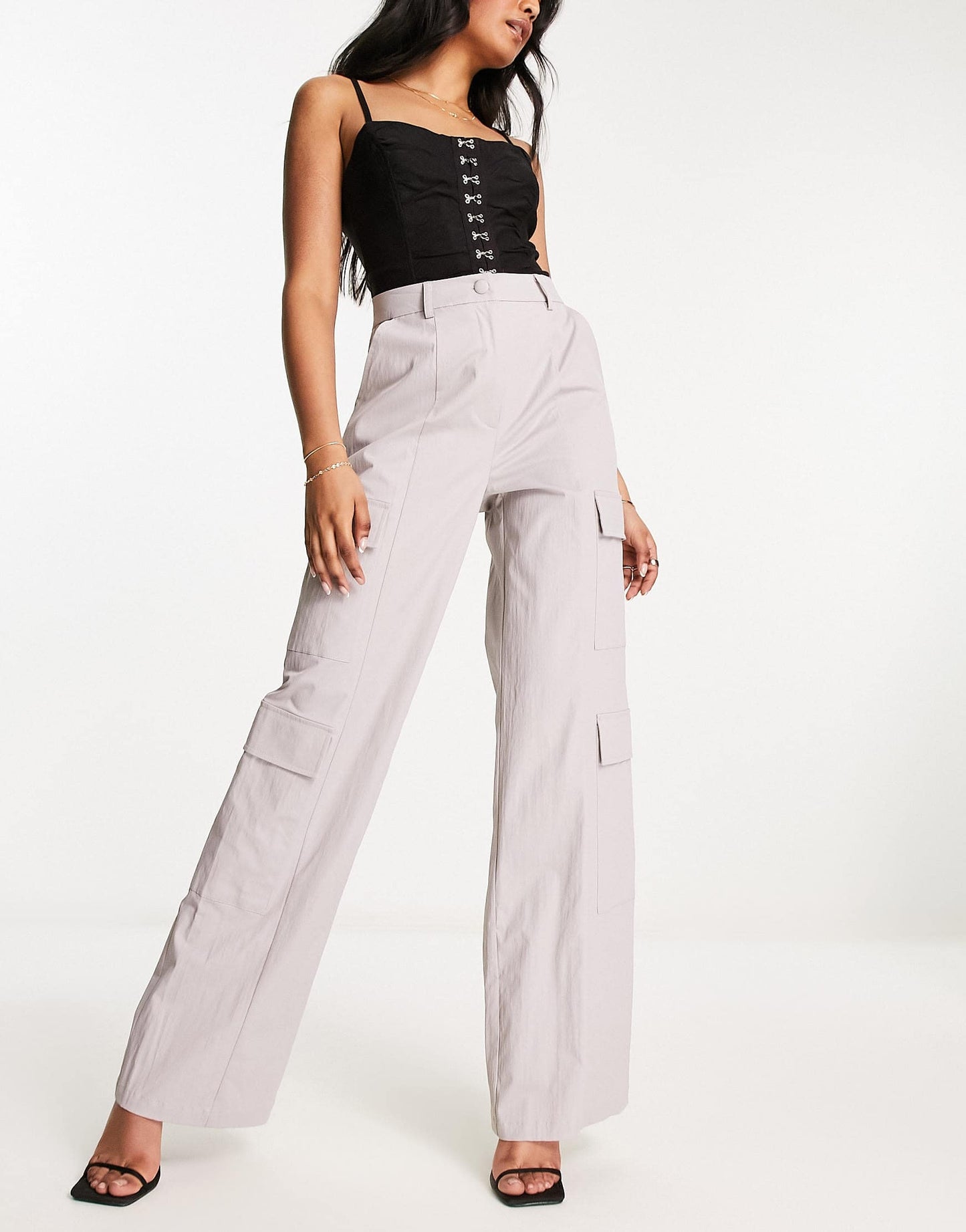 Extro & Vert 90s wide leg cargo trousers in stone grey
