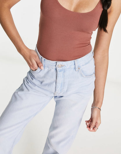 Bershka straight leg jean in bleach blue