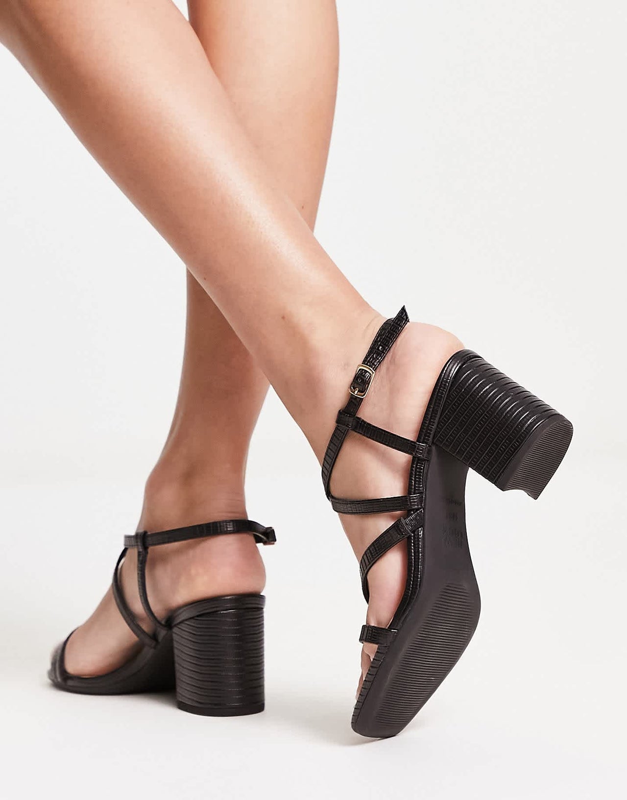 New Look Wide Fit strappy heeled sandal in black