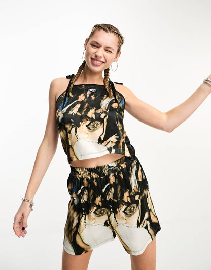 Basic Pleasure Mode party people relaxed boyfriend shorts co-ord in multi