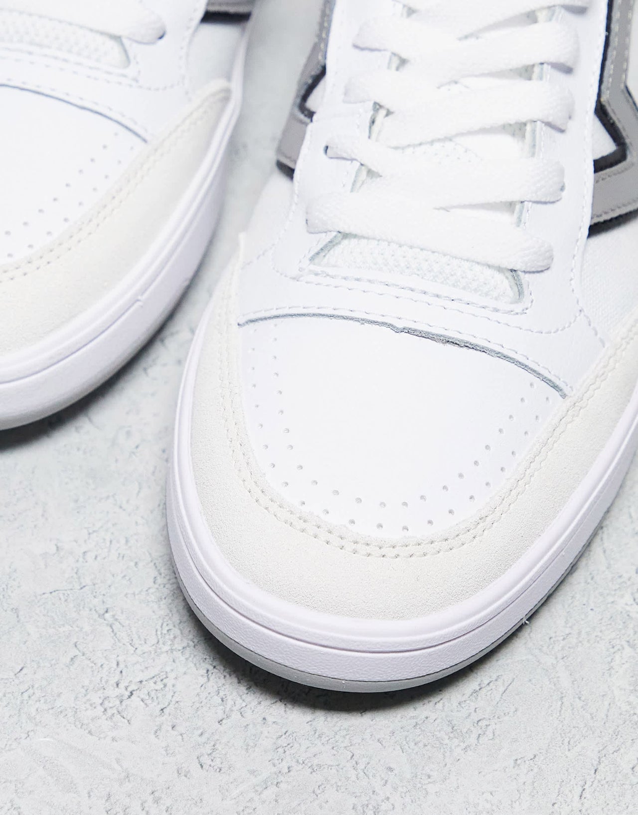 Vans Lowland trainers in white with grey side stripe