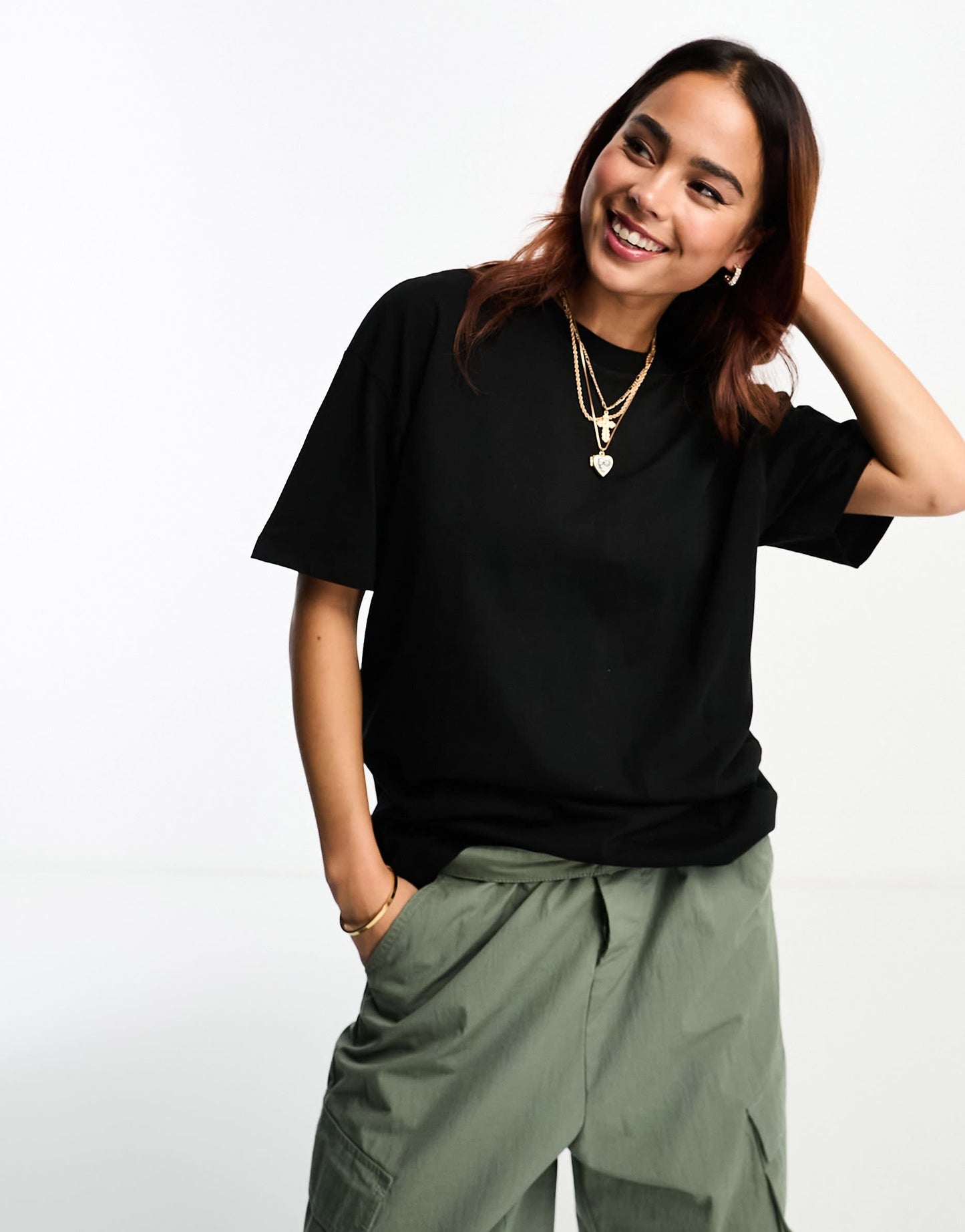 Pull&Bear oversized t-shirt in black