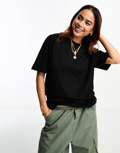 Pull&Bear oversized t-shirt in black