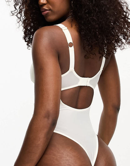 We Are We Wear PU bodysuit in cream