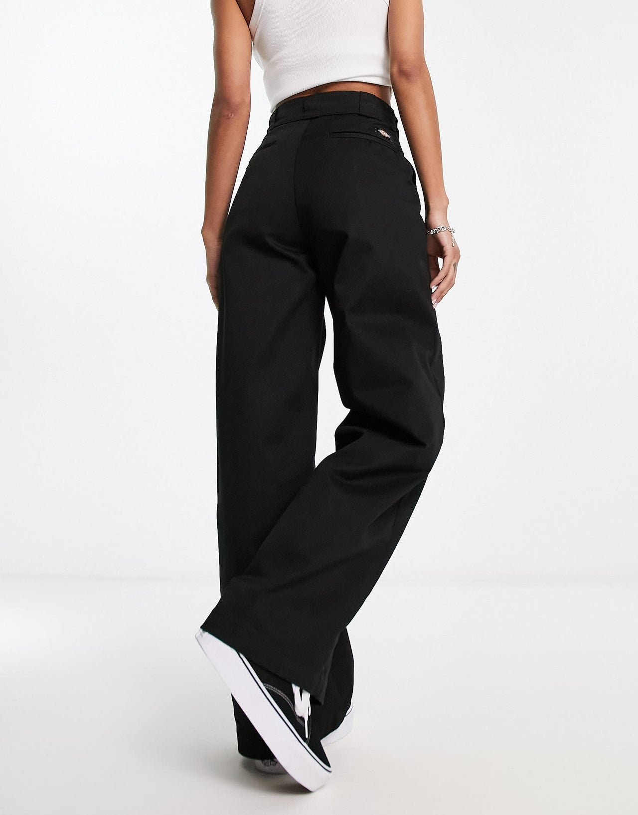 Dickies grove hill wide leg trousers in black