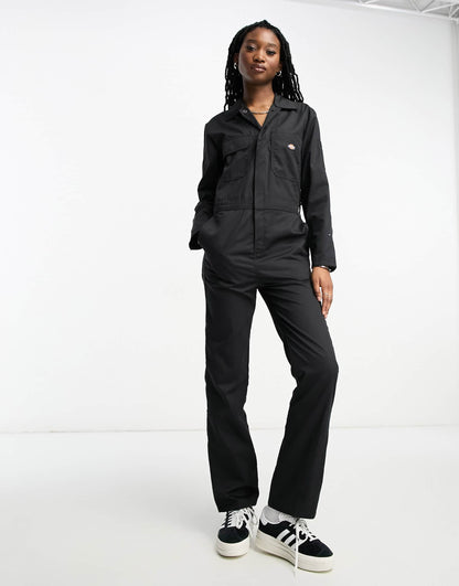 Dickies haughton long sleeve overalls jumpsuit in black