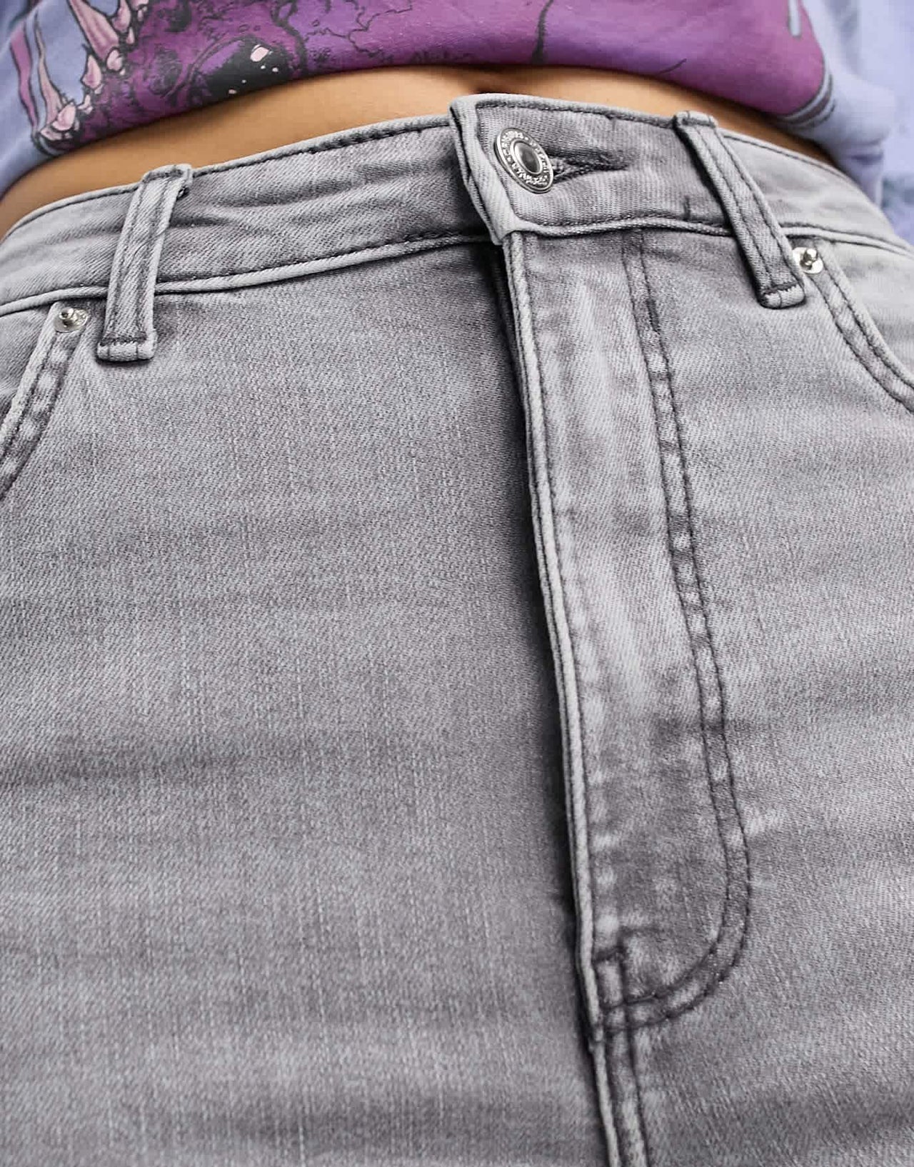 Bershka Petite high waist ankle length skinny jean in grey