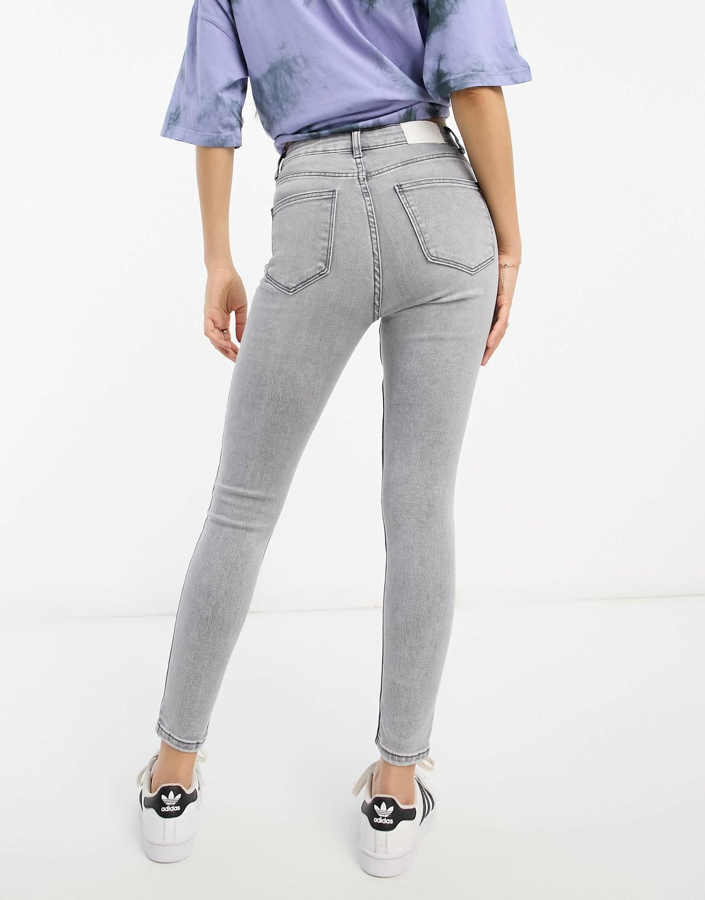 Bershka Petite high waist ankle length skinny jean in grey