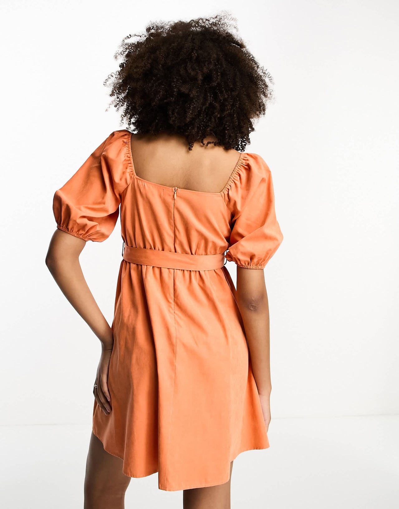 Lola May belted mini dress in orange
