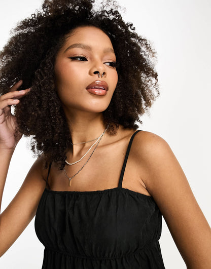Lola May cami strap mini a line dress in black