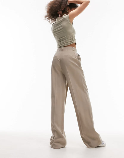 Topshop co-ord wide leg trouser in taupe
