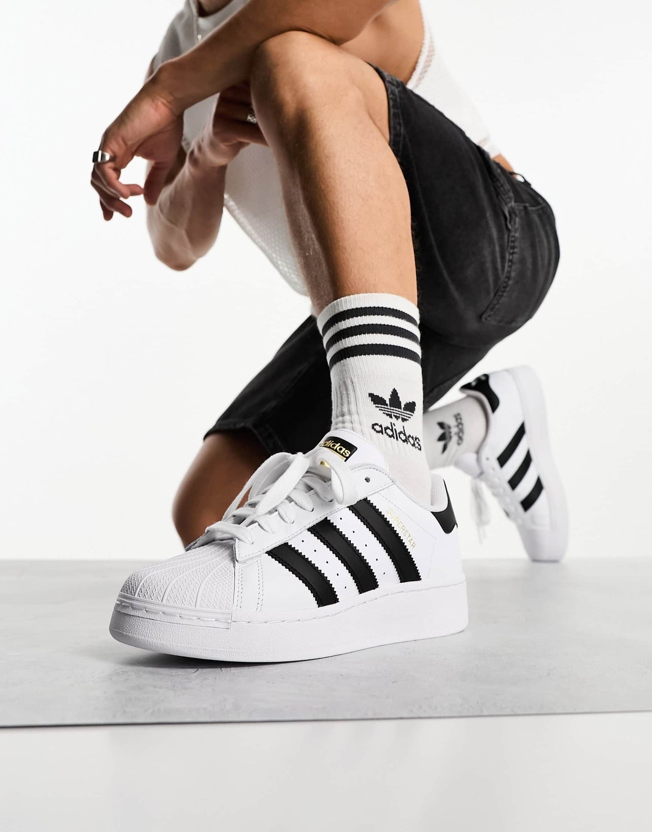 adidas Originals Superstar XLG trainers in white & black