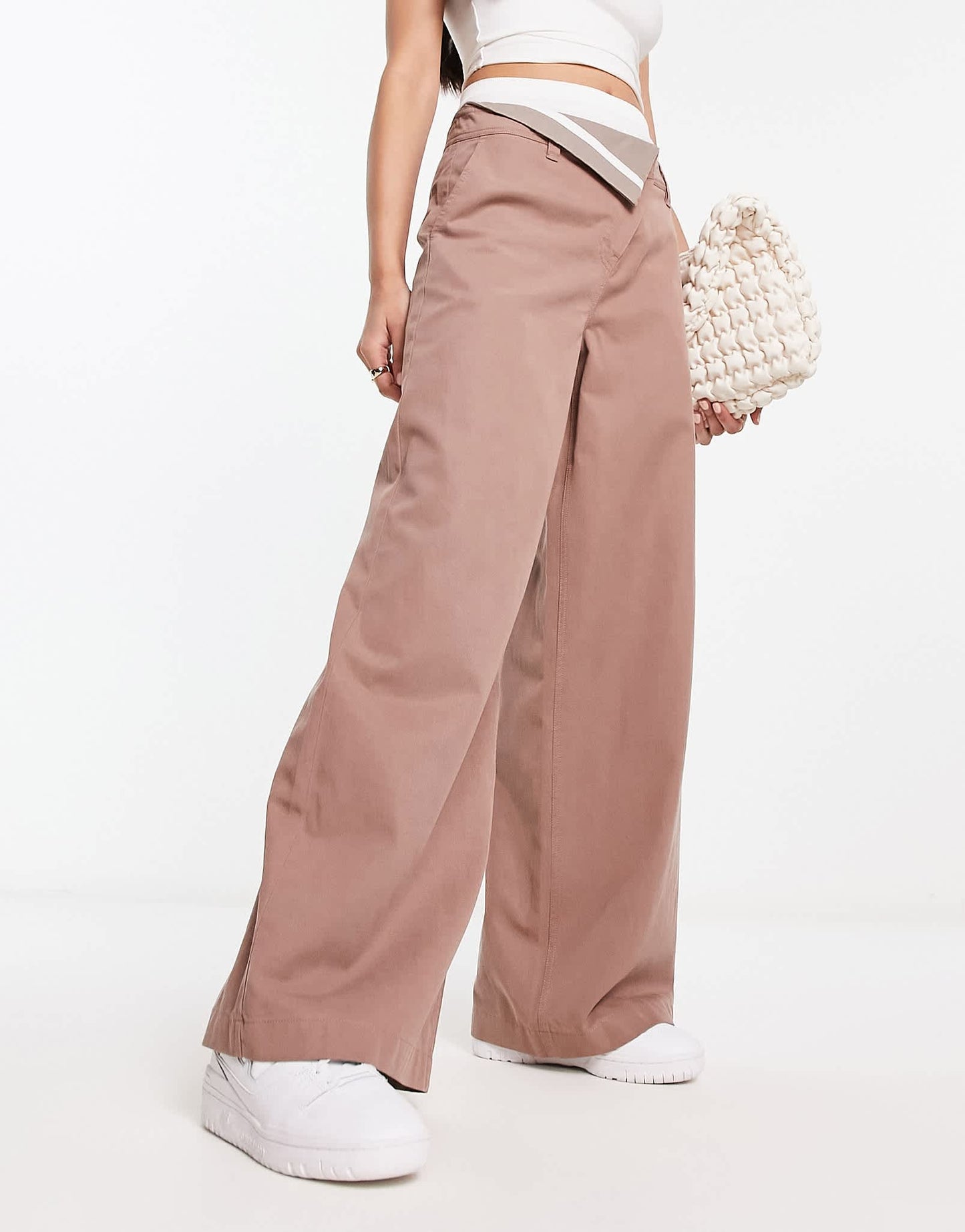 ASOS DESIGN low rise deconstructed waistband trouser in brown