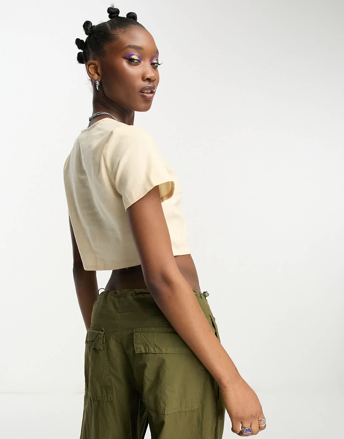Daisy Street tie front linen cami crop top