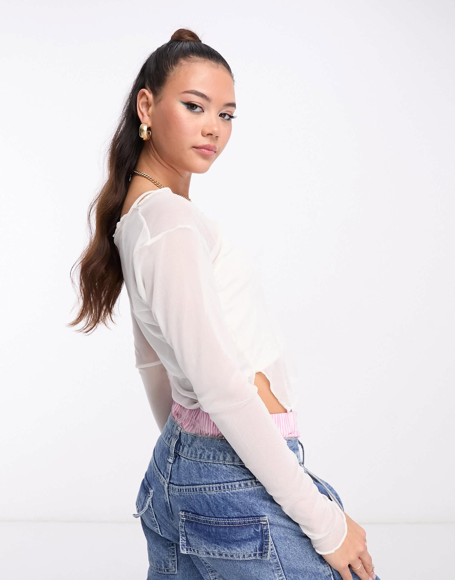 Daisy Street 90s long sleeve overlayer top