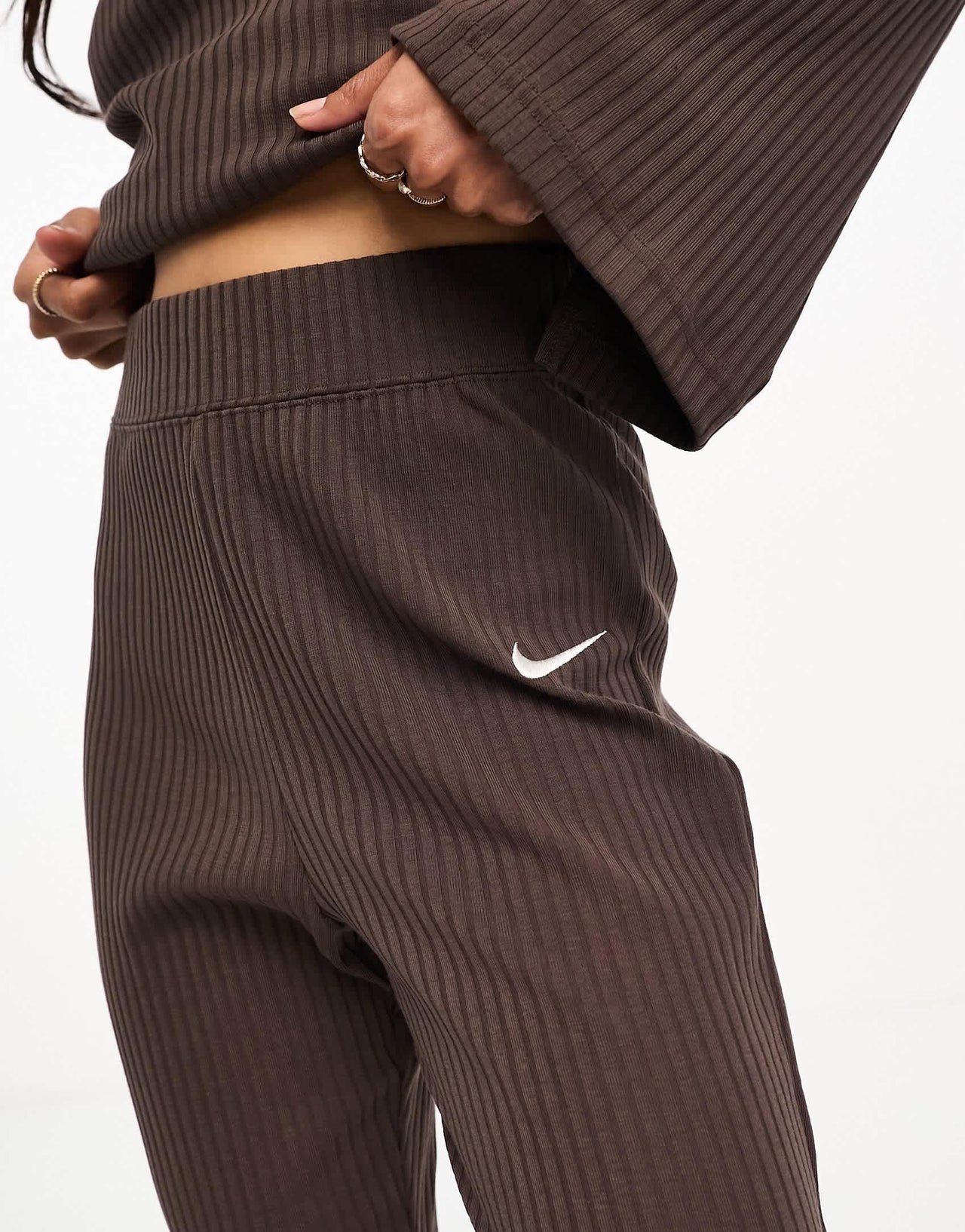 Nike ribbed jersey joggers in brown