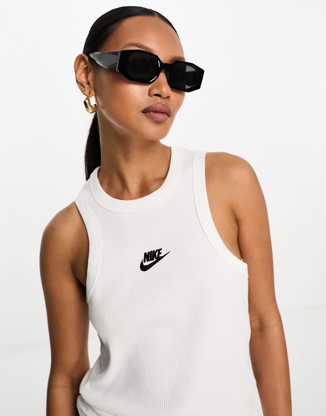 Nike Sport Utility ribbed tank in white